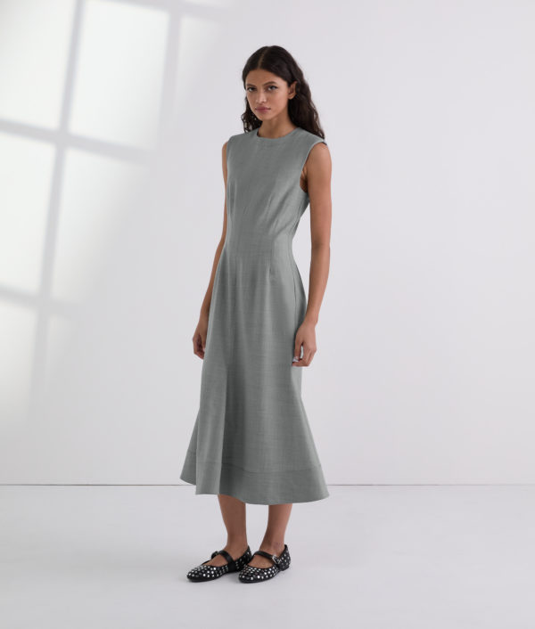 Karl Lagerfeld, Tailored Wool-blend Dress, Femme, Gris moyen mélangé, Taille: X48