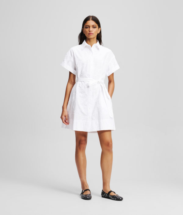 Karl Lagerfeld, Embroidered Shirt Dress, Femme, Impression blanche gribouillée sur toute la surface, Taille: X48