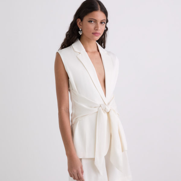 Karl Lagerfeld, Fluid Wrap Gilet, Femme, Immaculé, Taille: X48
