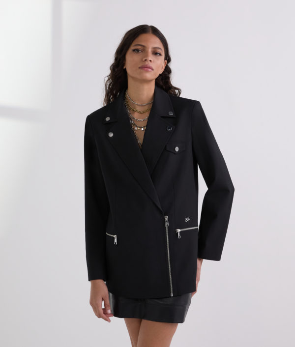 Karl Lagerfeld, Biker Blazer, Femme, Noir, Taille: X48