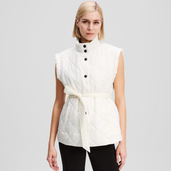 Karl Lagerfeld, Lightweight Quilted Gilet, Femme, Blanc Cassé, Taille: XXS