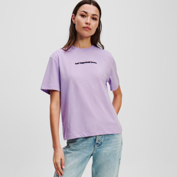 Karl Lagerfeld, T-shirt Avec Logo Klj Flouté, Femme, Lavendula, Taille: XXS