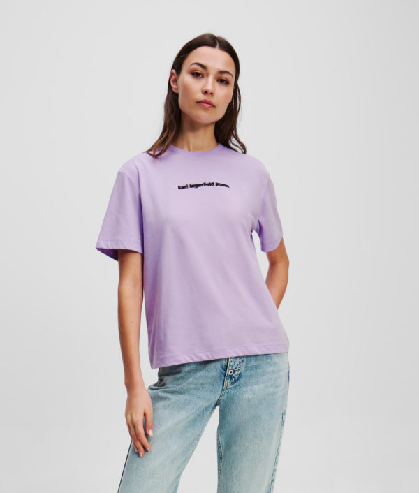 Karl Lagerfeld, T-shirt Avec Logo Klj Flouté, Femme, Lavendula, Taille: XXS