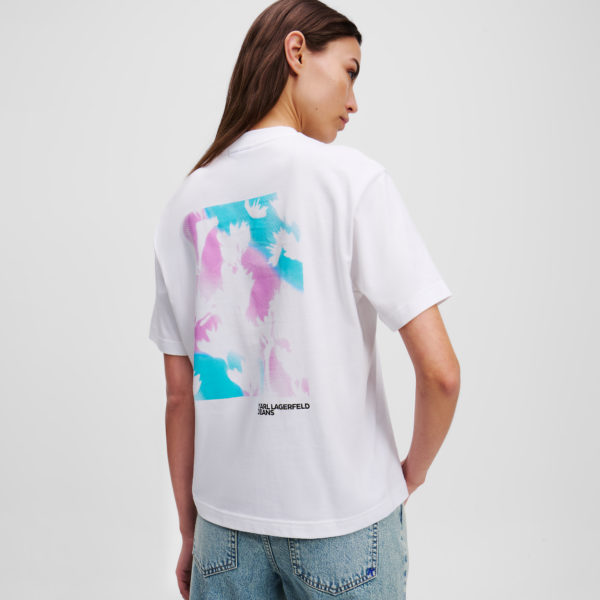 Karl Lagerfeld, T-shirt À Imprimé Floral, Femme, Blanc, Taille: XXS