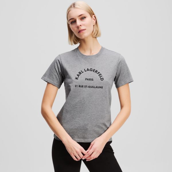 Karl Lagerfeld, Rue St-guillaume T-shirt, Femme, Gris Chiné Clair, Taille: XXXL
