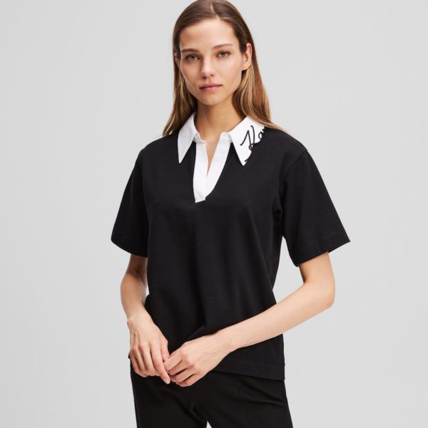 Karl Lagerfeld, Polo Karl Signature, Femme, Noir, Taille: XXXL