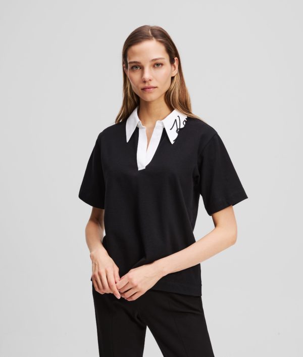 Karl Lagerfeld, Polo Karl Signature, Femme, Noir, Taille: XXXL