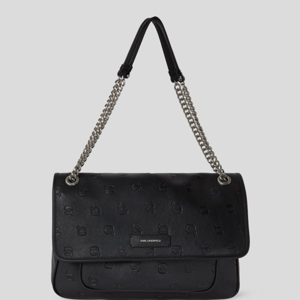 Karl Lagerfeld, Ikon Monogram Large Shoulder Bag, Femme, Impression Noir Tonal sur toute la surface, Taille: X00