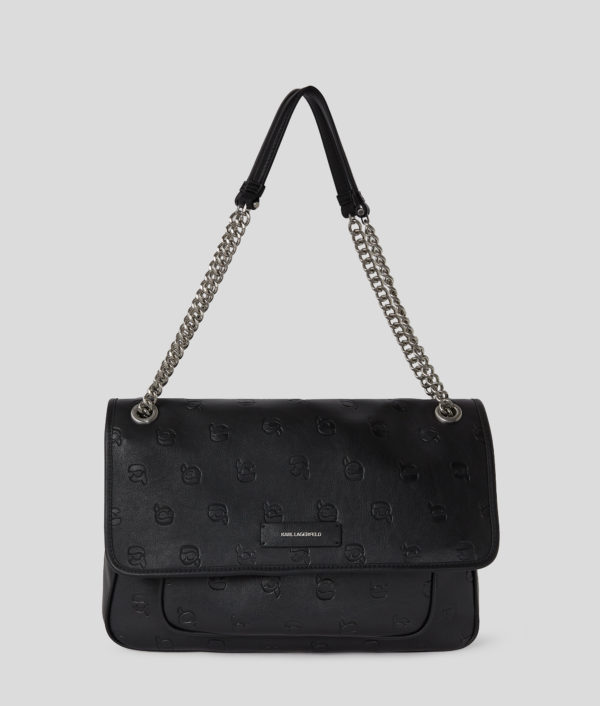 Karl Lagerfeld, Ikon Monogram Large Shoulder Bag, Femme, Impression Noir Tonal sur toute la surface, Taille: X00