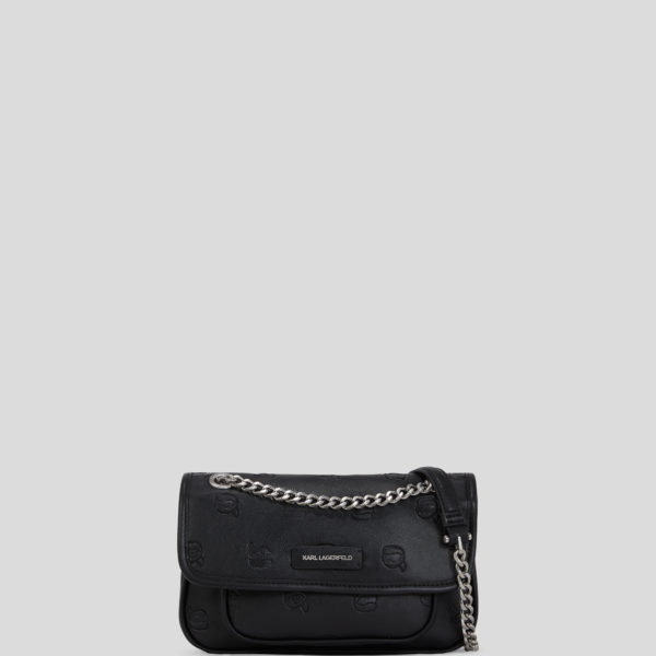 Karl Lagerfeld, Ikon Monogram Small Shoulder Bag, Femme, Impression Noir Tonal sur toute la surface, Taille: X00