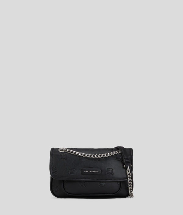 Karl Lagerfeld, Ikon Monogram Small Shoulder Bag, Femme, Impression Noir Tonal sur toute la surface, Taille: X00