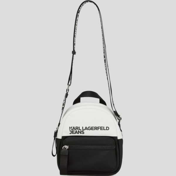 Karl Lagerfeld, Nylon Mini Backpack, Femme, Blanc/Noir, Taille: X00