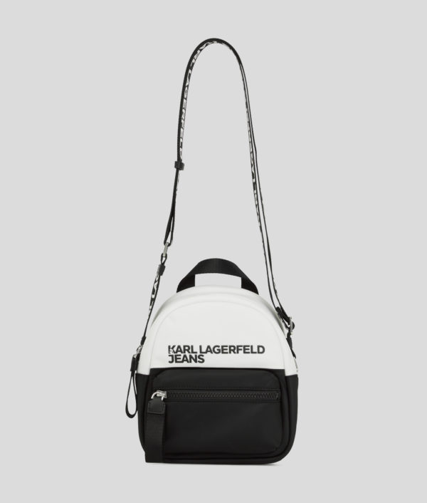 Karl Lagerfeld, Nylon Mini Backpack, Femme, Blanc/Noir, Taille: X00