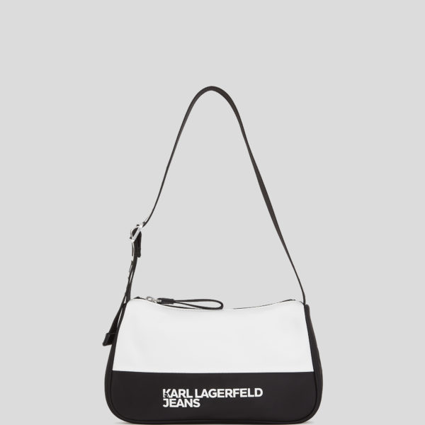 Karl Lagerfeld, Nylon Shoulder Bag, Femme, Blanc/Noir, Taille: X00