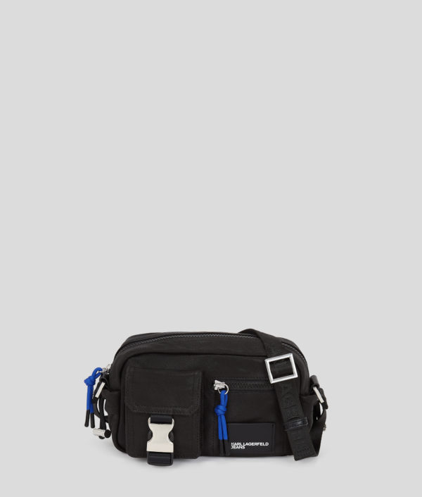 Karl Lagerfeld, Utility Coated Denim Camera Bag, Femme, Denim noir enduit, Taille: X00