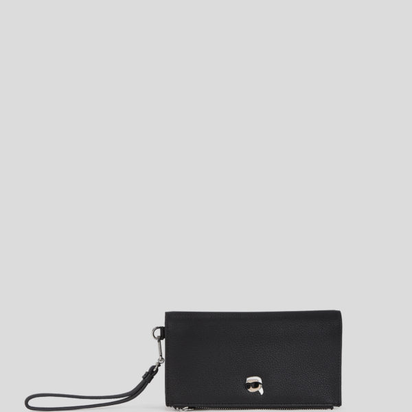 Karl Lagerfeld, Ikon Grainy Phone Wallet, Femme, Noir, Taille: X00