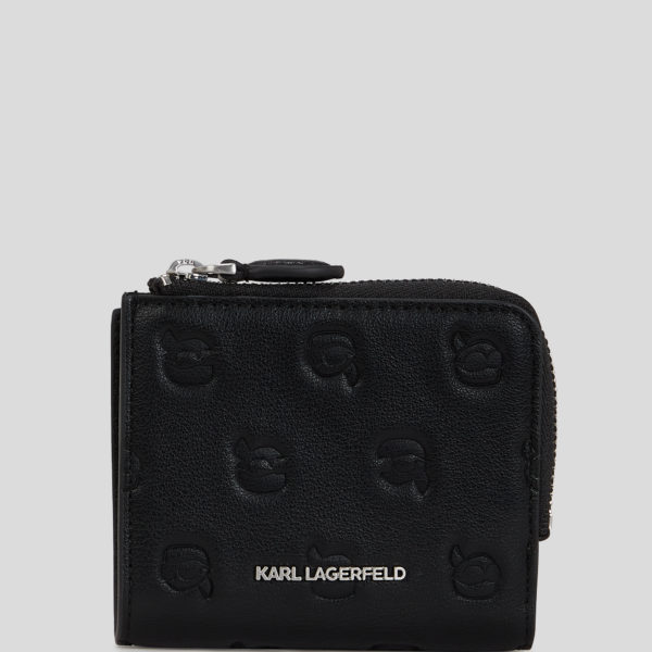 Karl Lagerfeld, Ikon Monogram Small Wallet, Femme, Impression Noir Tonal sur toute la surface, Taille: X00
