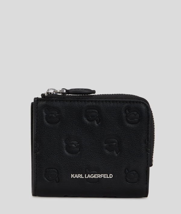 Karl Lagerfeld, Ikon Monogram Small Wallet, Femme, Impression Noir Tonal sur toute la surface, Taille: X00