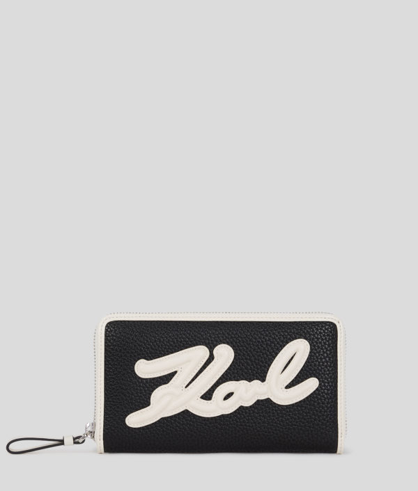 Karl Lagerfeld, K/skuare Grainy Wallet, Femme, Noir/Blanc, Taille: X00