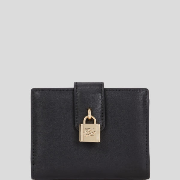 Karl Lagerfeld, K/autograph Padlock Medium Wallet, Femme, Noir/Or, Taille: X00