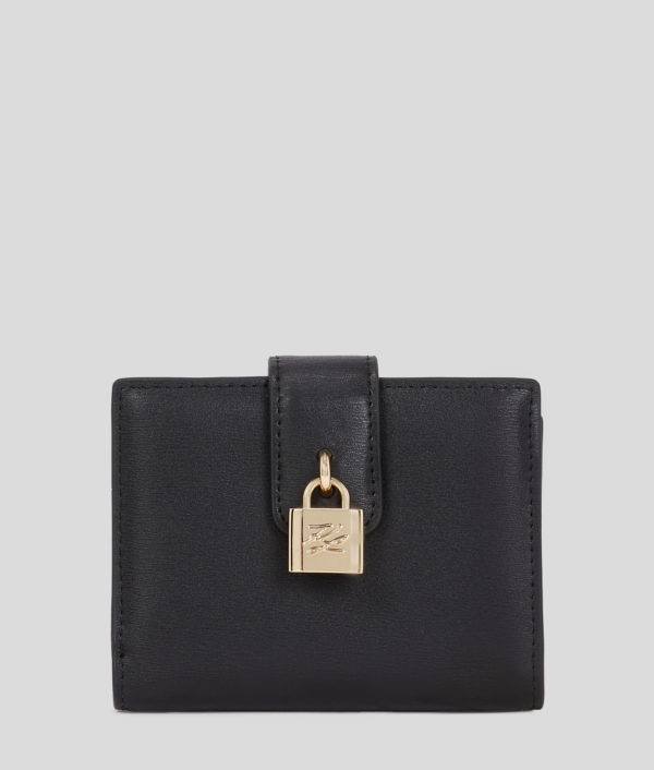 Karl Lagerfeld, K/autograph Padlock Medium Wallet, Femme, Noir/Or, Taille: X00