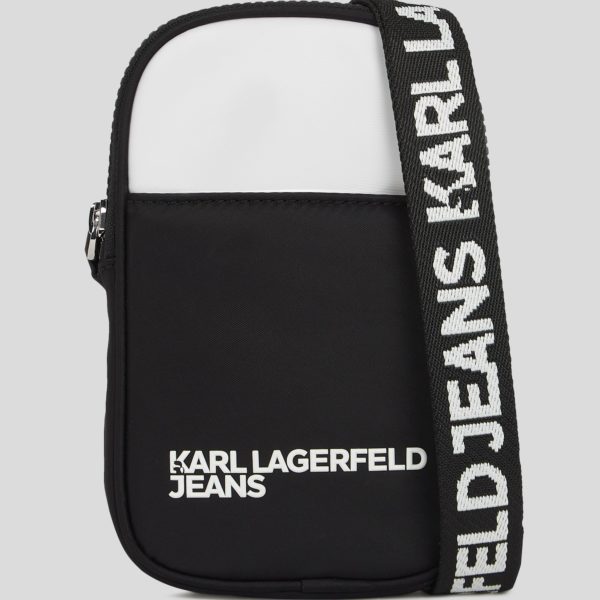 Karl Lagerfeld, Nylon Phone Pouch, Femme, Blanc/Noir, Taille: X00