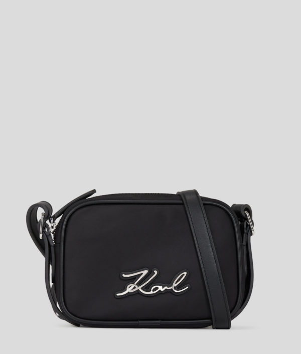 Karl Lagerfeld, K/signature Nylon Crossbody Pouch, Femme, Noir-Nickel, Taille: X00