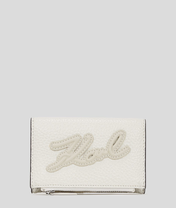 Karl Lagerfeld, K/skuare Grainy Small Wallet, Femme, Blanc Cassé, Taille: X00