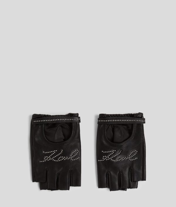Karl Lagerfeld, K/signature Fingerless Gloves, Femme, Noir, Taille: XS