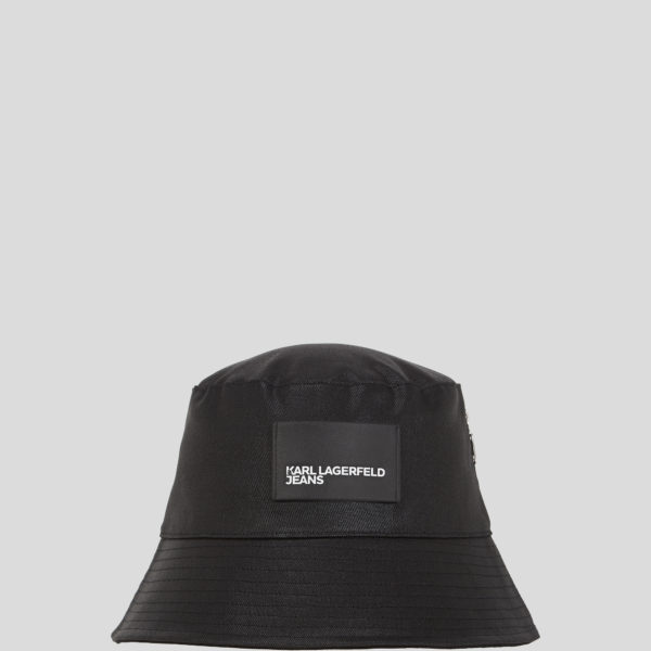 Karl Lagerfeld, Coated Denim Bucket Hat, Femme, Denim noir enduit, Taille: X00