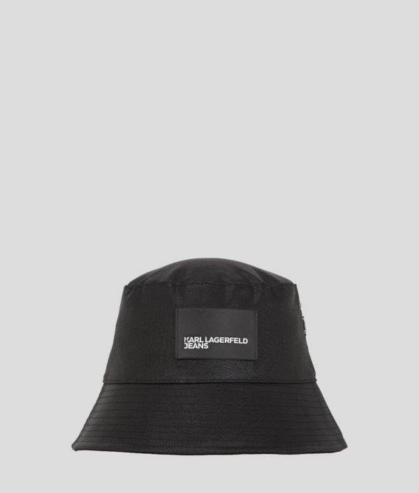 Karl Lagerfeld, Coated Denim Bucket Hat, Femme, Denim noir enduit, Taille: X00