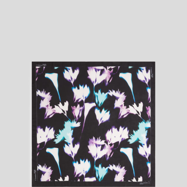 Karl Lagerfeld, Floral Bandana Scarf, Femme, Imprimé floral sur tout le corps Noir, Taille: X00