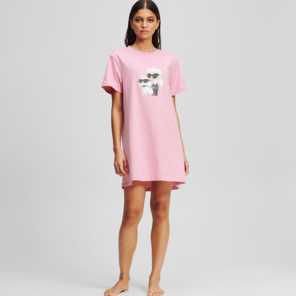 Karl Lagerfeld, Ikon T-shirt Pajama Dress, Femme, Rose bégonia, Taille: XXS