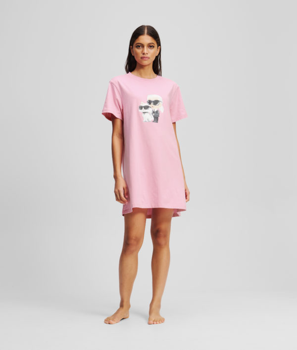 Karl Lagerfeld, Ikon T-shirt Pajama Dress, Femme, Rose bégonia, Taille: XXS