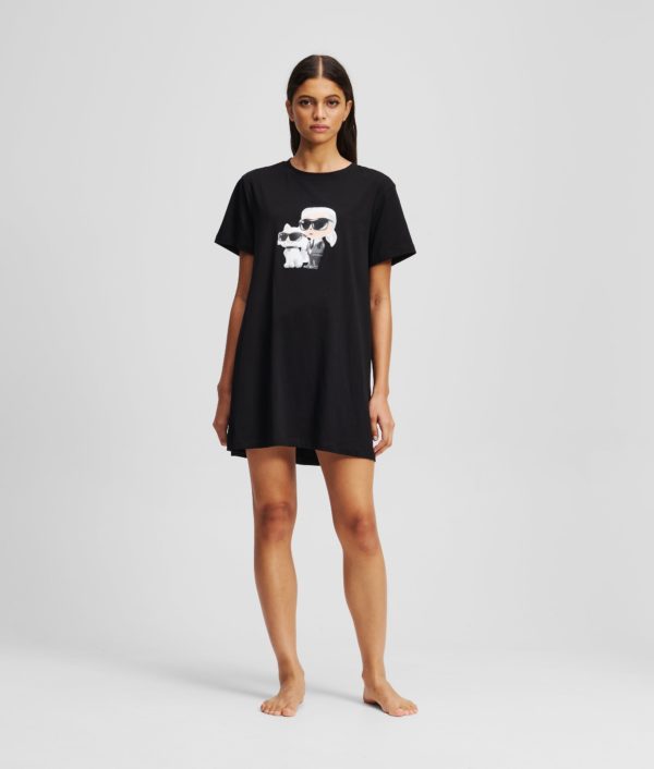 Karl Lagerfeld, Ikon T-shirt Pajama Dress, Femme, Noir, Taille: XXS