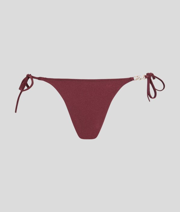 Karl Lagerfeld, Side-tie Bikini Bottoms, Femme, Vin Windsor, Taille: XXS