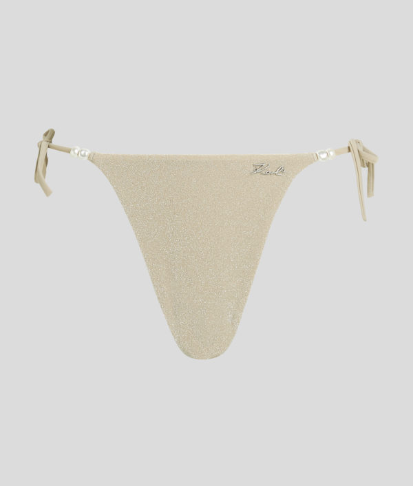 Karl Lagerfeld, Shimmer Bikini Bottoms, Femme, Champagne, Taille: XXS