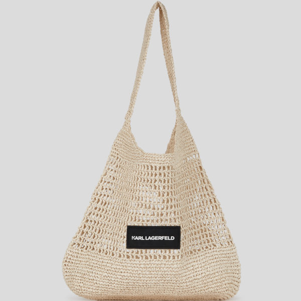 Karl Lagerfeld, Karl Logo Crochet Beach Bag, Femme, Naturel, Taille: X00