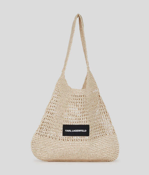 Karl Lagerfeld, Karl Logo Crochet Beach Bag, Femme, Naturel, Taille: X00
