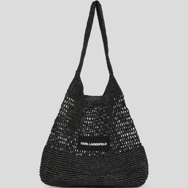 Karl Lagerfeld, Karl Logo Crochet Beach Bag, Femme, Noir, Taille: X00