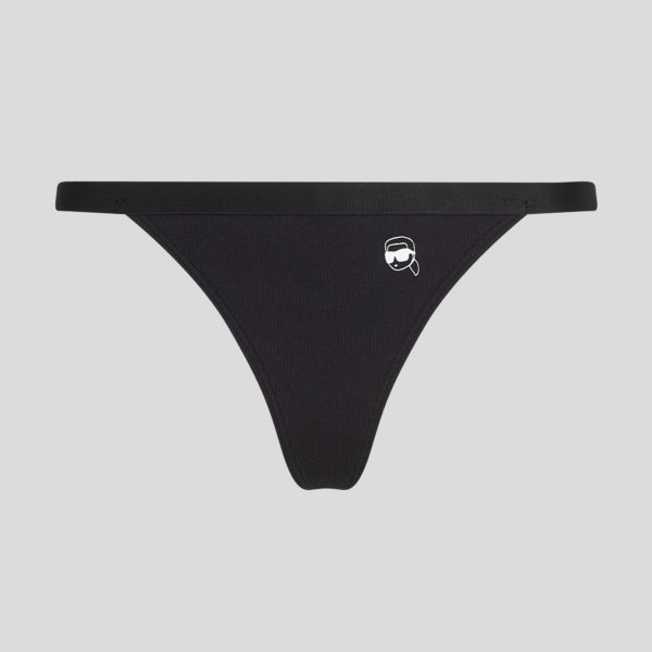 Karl Lagerfeld, Ikon Ribbed Thong, Femme, Noir, Taille: XXS