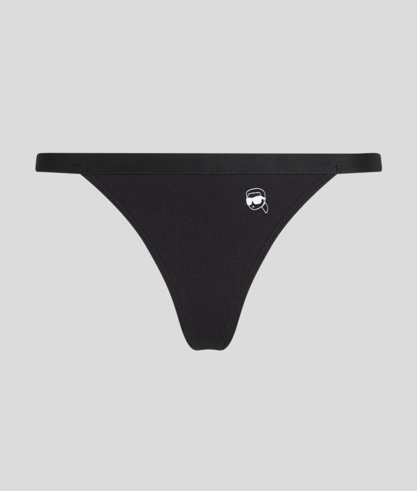 Karl Lagerfeld, Ikon Ribbed Thong, Femme, Noir, Taille: XXS
