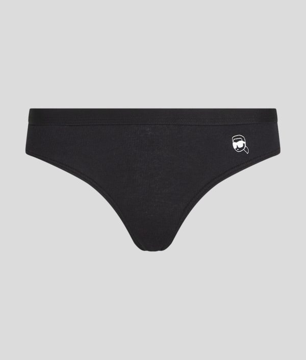 Karl Lagerfeld, Ikon Ribbed Brazilian Briefs, Femme, Noir, Taille: XXS
