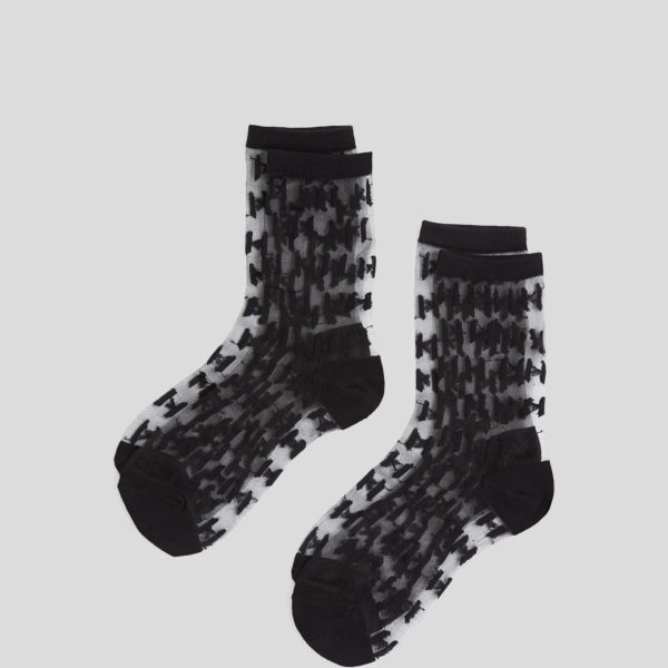 Karl Lagerfeld, Kl Monogram Mesh Socks – 2-pack, Femme, Noir, Taille: X00
