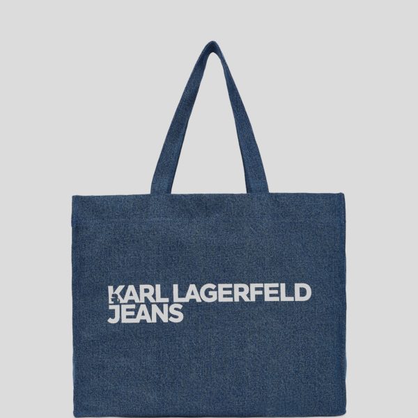 Karl Lagerfeld, Klj Logo Denim Shopper, Femme, Bleu moyen délavé, Taille: X00