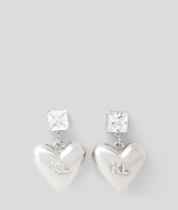 Karl Lagerfeld, K/rock Heart Earrings, Femme, Argent, Taille: X00