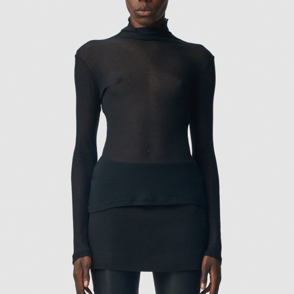 Kaisu Standard Fit Long Sleeve Turtle Neck Tee - ANN DEMEULEMEESTER