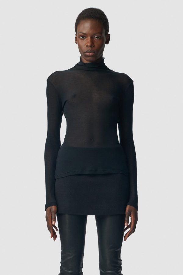 Kaisu Standard Fit Long Sleeve Turtle Neck Tee - ANN DEMEULEMEESTER