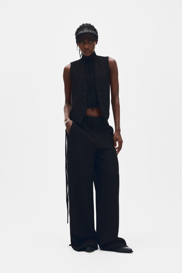 Elfi Wide Leg Trousers In Viscose Calico - ANN DEMEULEMEESTER