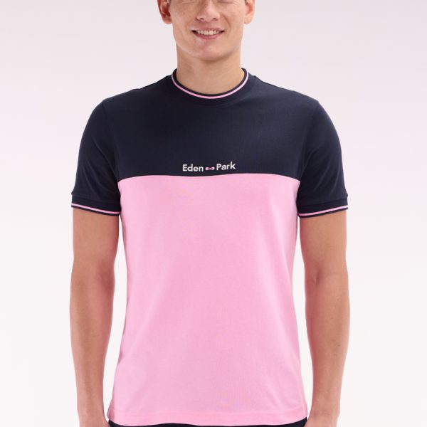 T-shirt Brodé En Coton Bicolore Rose Coupe Droite Eden Park